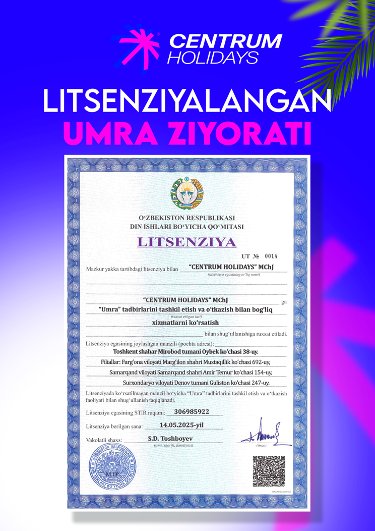 Umra Litsenziyasi Bor Tur Firmalar | Umra-Safari-2025.Uz
