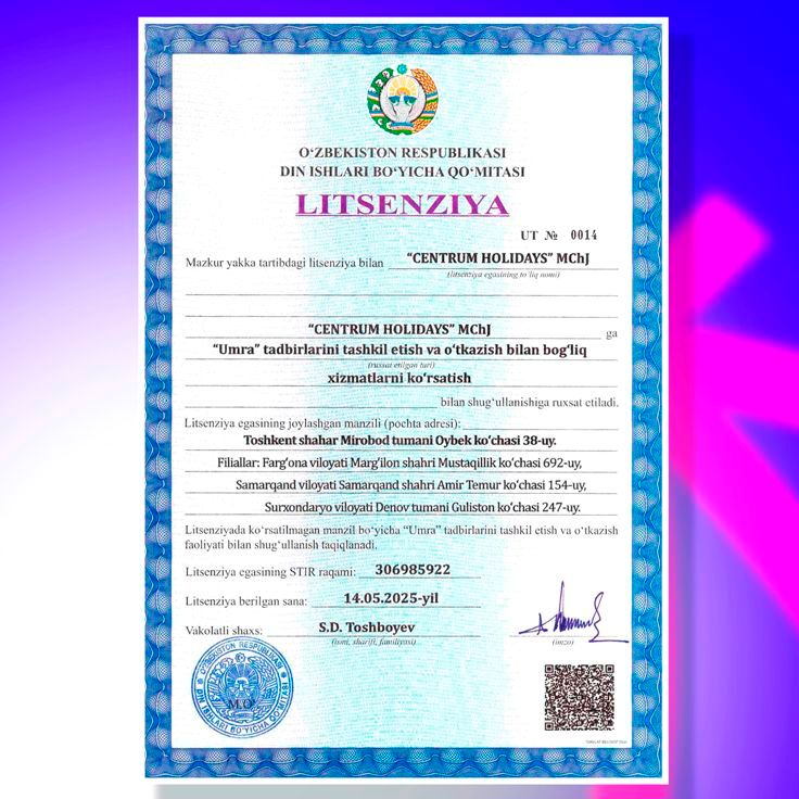 Umra Litsenziyasi Bor Tur Firmalar 2026